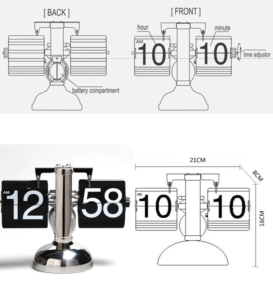 MOVA Flip Clock - Retro Metal Desk Timepiece