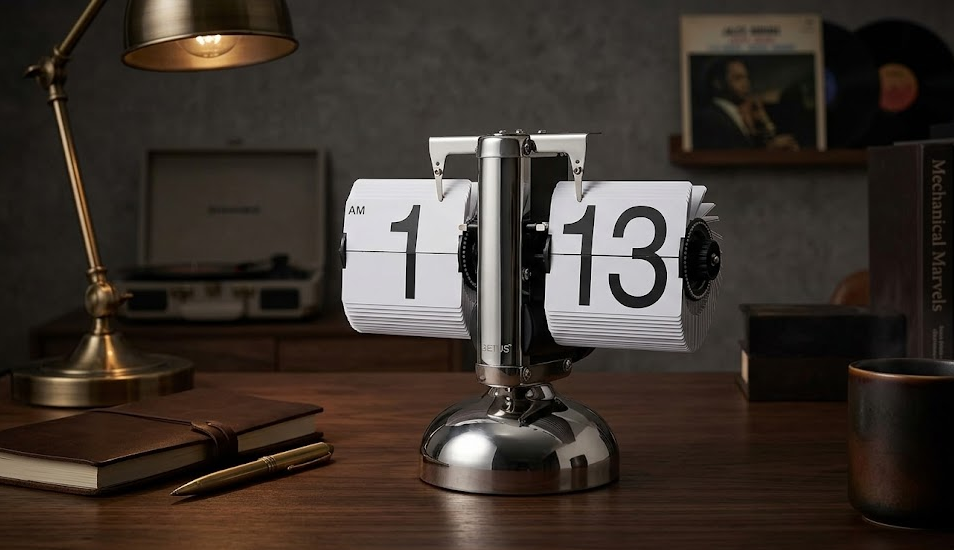 MOVA Flip Clock - Retro Metal Desk Timepiece