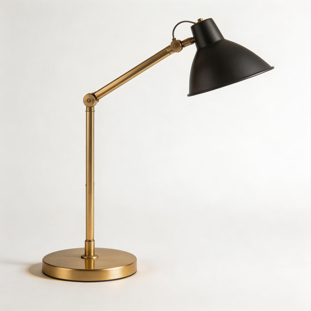 Minimalist Brass Desk Lamp - Industrial Vintage Task Light