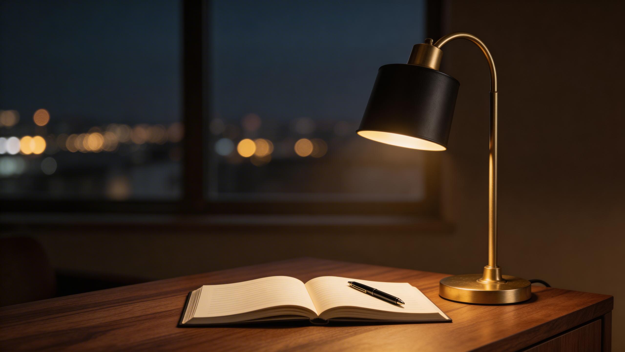 Minimalist Brass Desk Lamp - Industrial Vintage Task Light