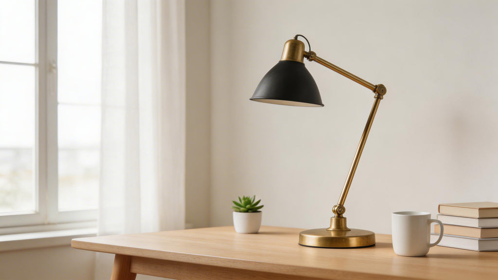Minimalist Brass Desk Lamp - Industrial Vintage Task Light