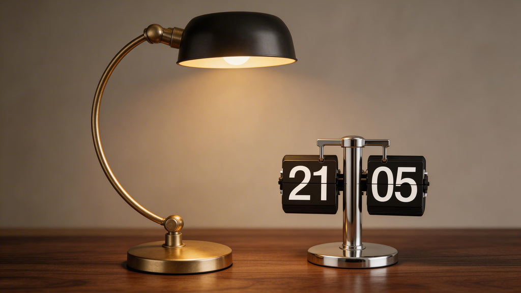Minimalist Brass Desk Lamp - Industrial Vintage Task Light