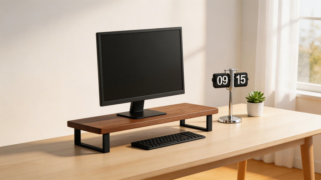 Solid Walnut Monitor Stand - Ergonomic Desk Riser