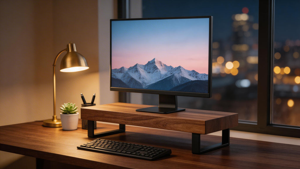 Solid Walnut Monitor Stand - Ergonomic Desk Riser