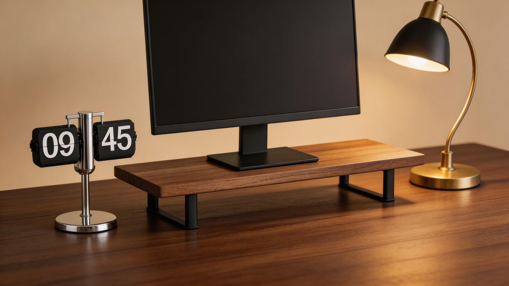 Solid Walnut Monitor Stand - Ergonomic Desk Riser
