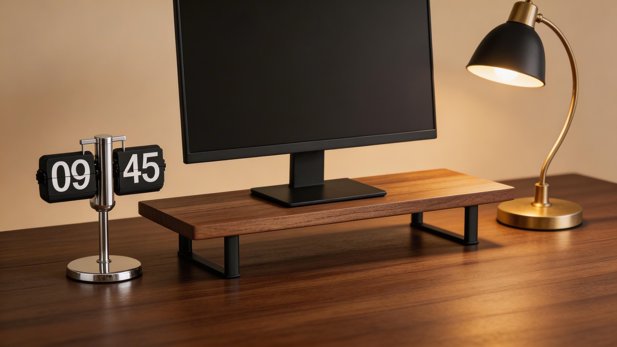 Solid Walnut Monitor Stand - Ergonomic Desk Riser